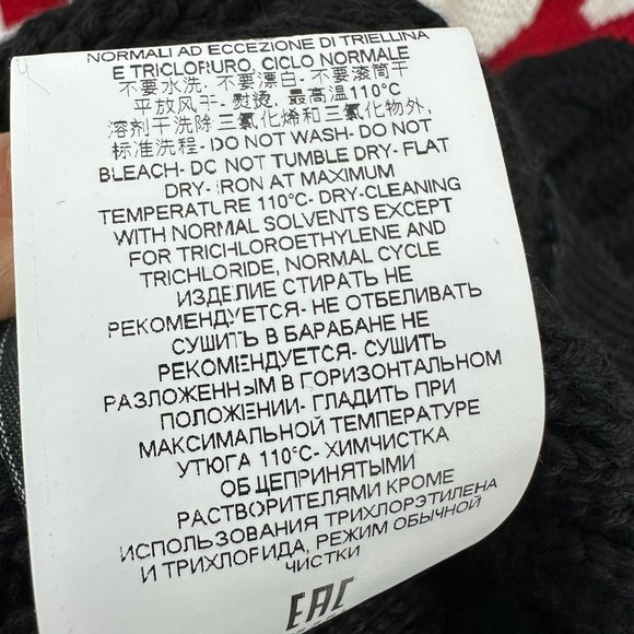 GCDS Sweater Mens Knit Oversized Mock Neck Logo Wool Blend Black Red White XS - Picture 12 of 13